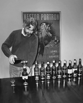 Greg Dolgushkin decanting the Leacock bottles in our Sonoma office.