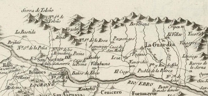1804 map of Rioja Alavesa, from La Bastida in the west to Lanciego in the east
